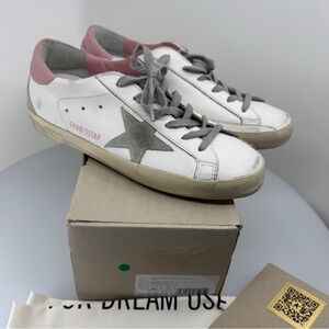 Golden Goose Women's White and Pink Star Sneakers